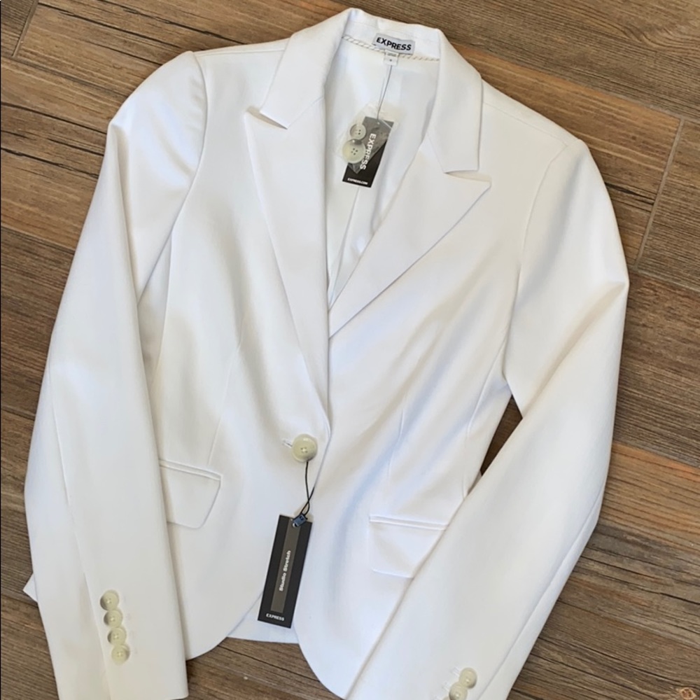 EXPRESS White Studio Stretch Blazer 0
